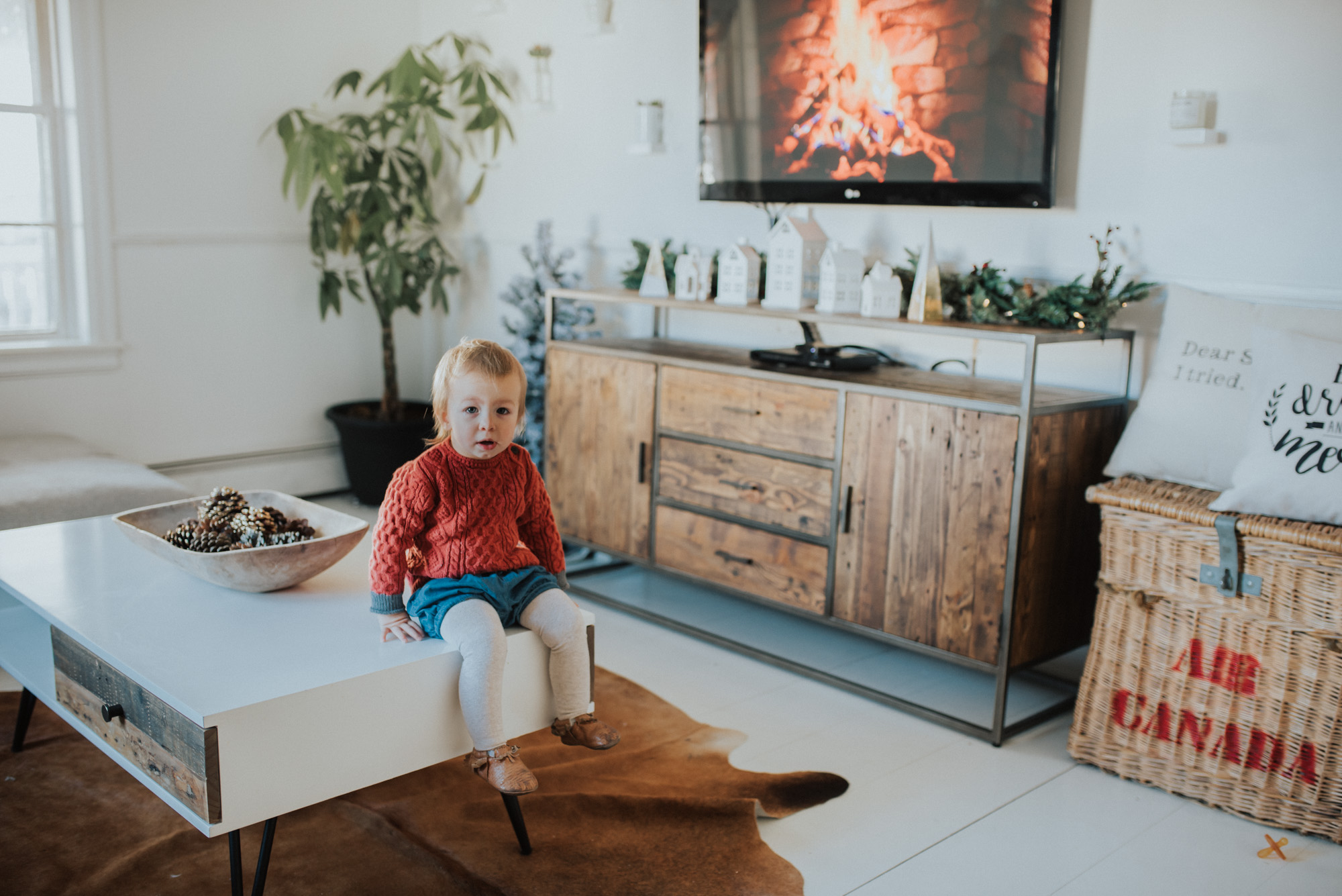 Wild Rosebuds | How To Decorate and Entertainment Center or buffet under a TV For the holidays 