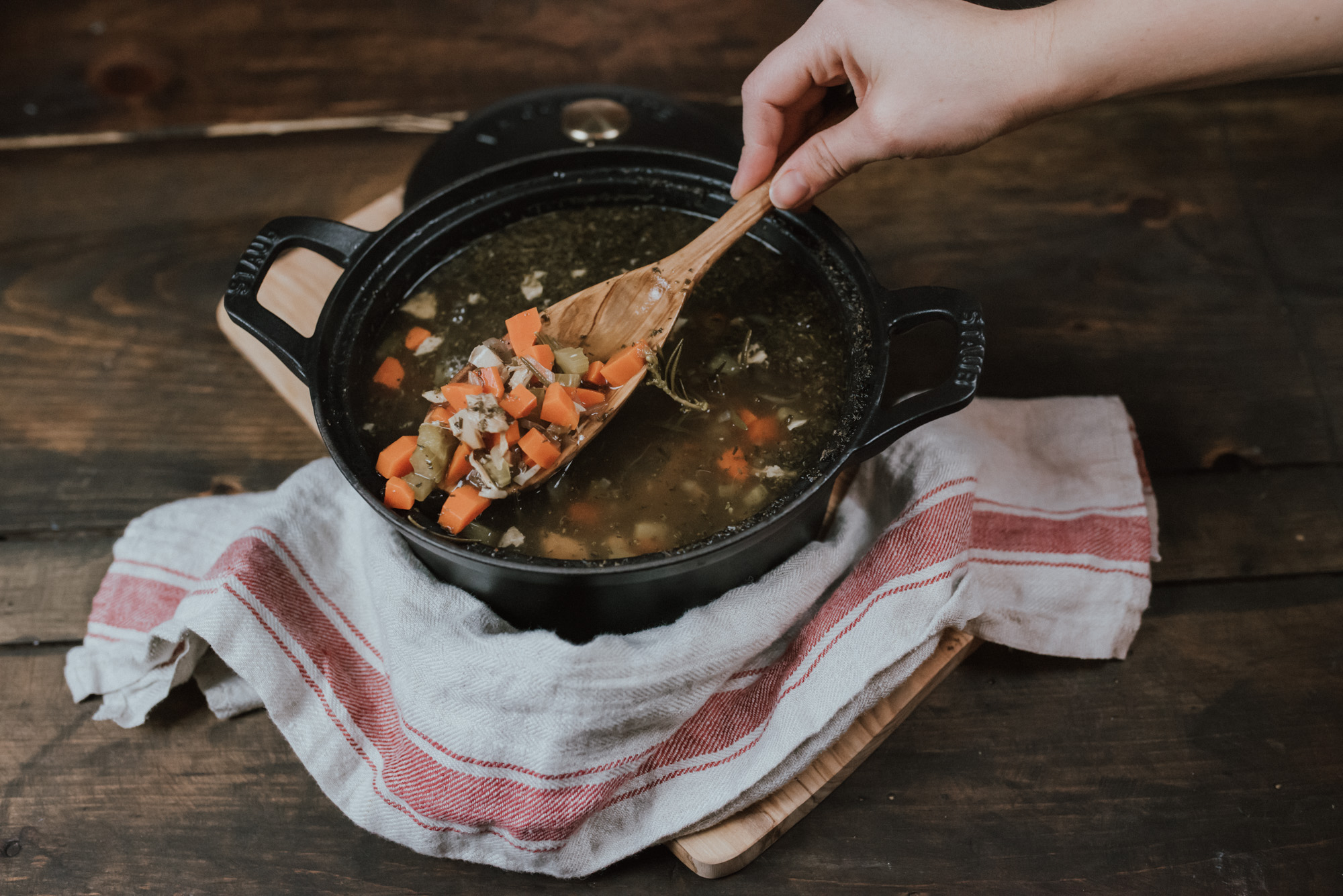 Wild Rosebuds | The Best Turkey Leftover Soup in a Staub Cast Iron Pot