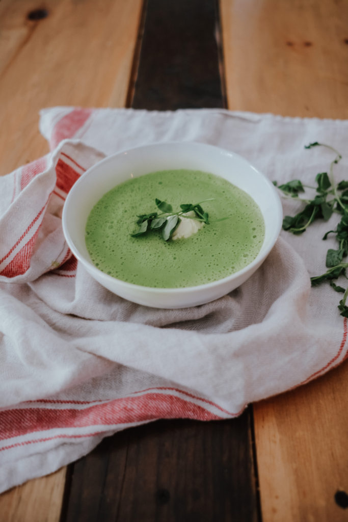 vegan freindly spring pea soup