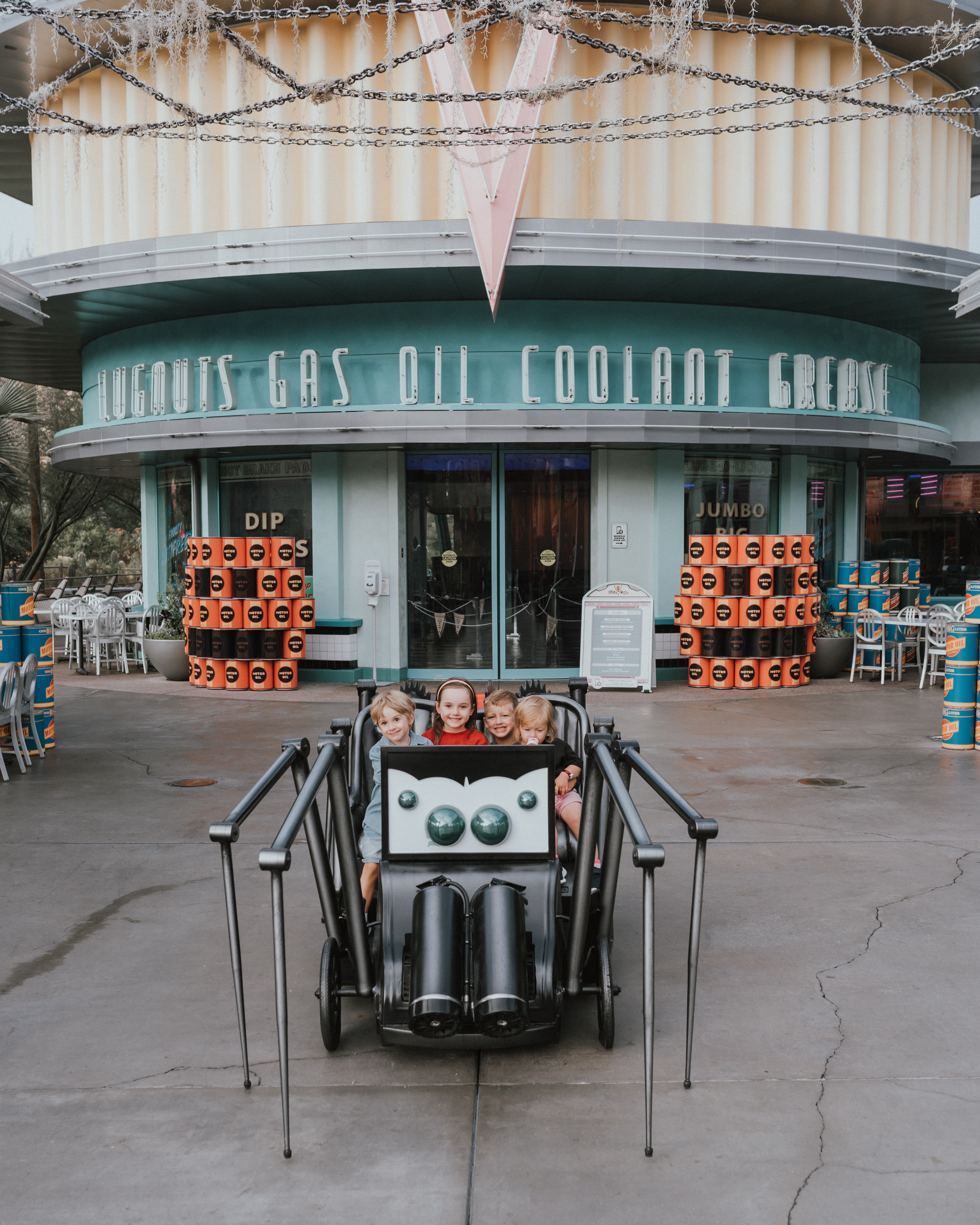 10 Things To know When Travelling To DisneyLand with Young Kids | carsland gas station