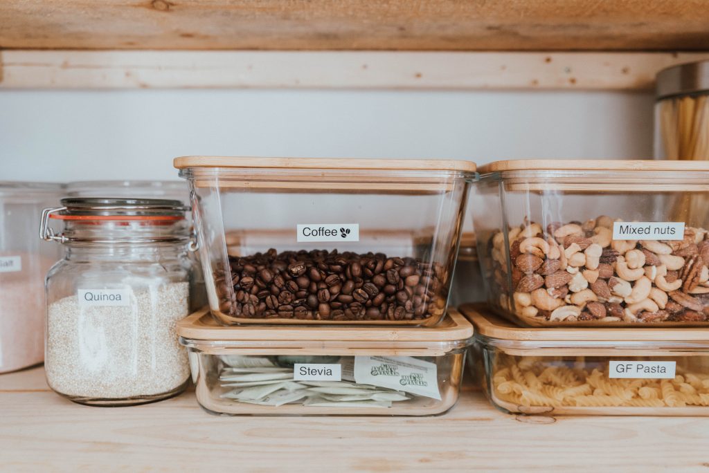 Pantry goals. I love the Ikea bamboo lid and glass storage