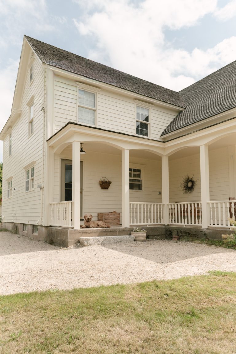 Our Farmhouse Exterior Makeover: Behr Marquee Antique White